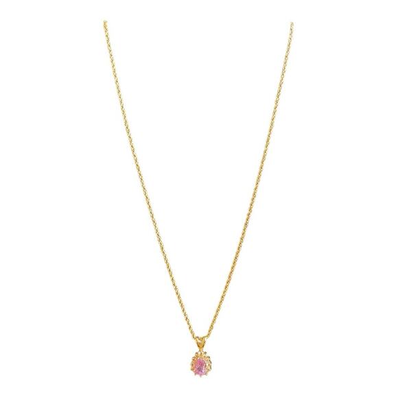 Amethyst and CZ Pendant on Gold Tone Chain - Picture 3 of 4